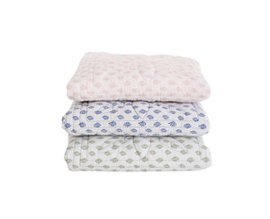 Bonne Mere cot playmat quilt and pillow set in hunter fern print