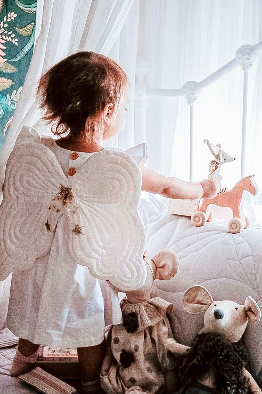 Pretty powder pink fairy wings and eyemask set from Bonne Mere