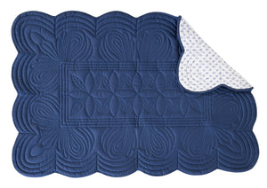 Bonne Mere cot playmat quilt and pillow set in santorini blue fern print