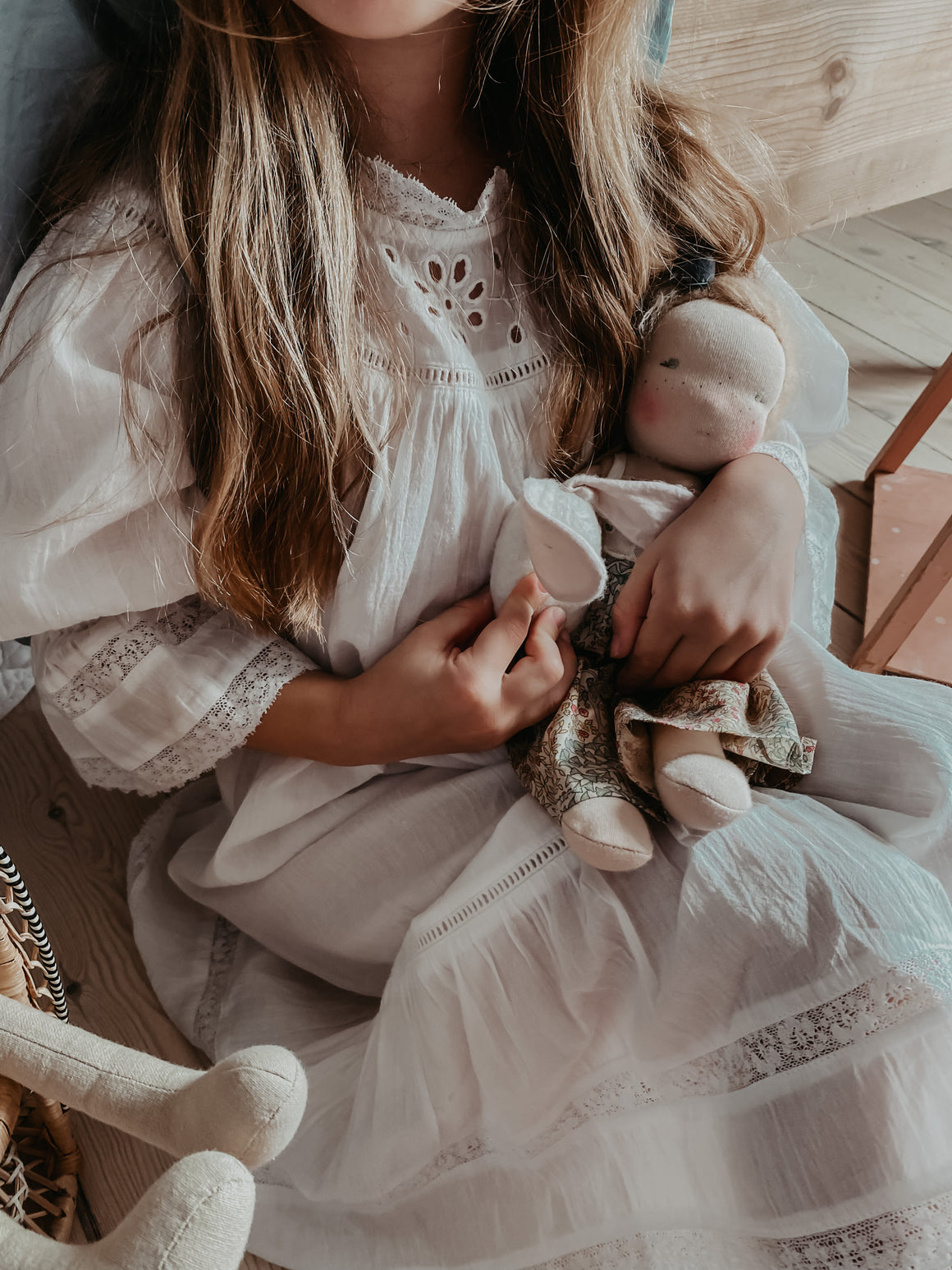 Eyelet embroidered white organic cotton nightie dress