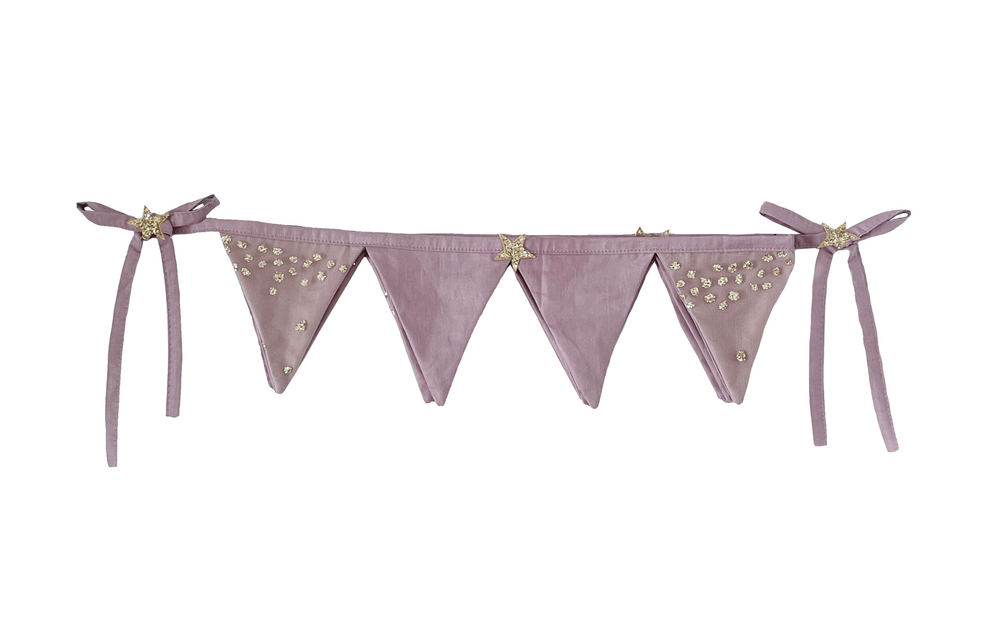 glitter stars bunting decor in mulberry gold colour
