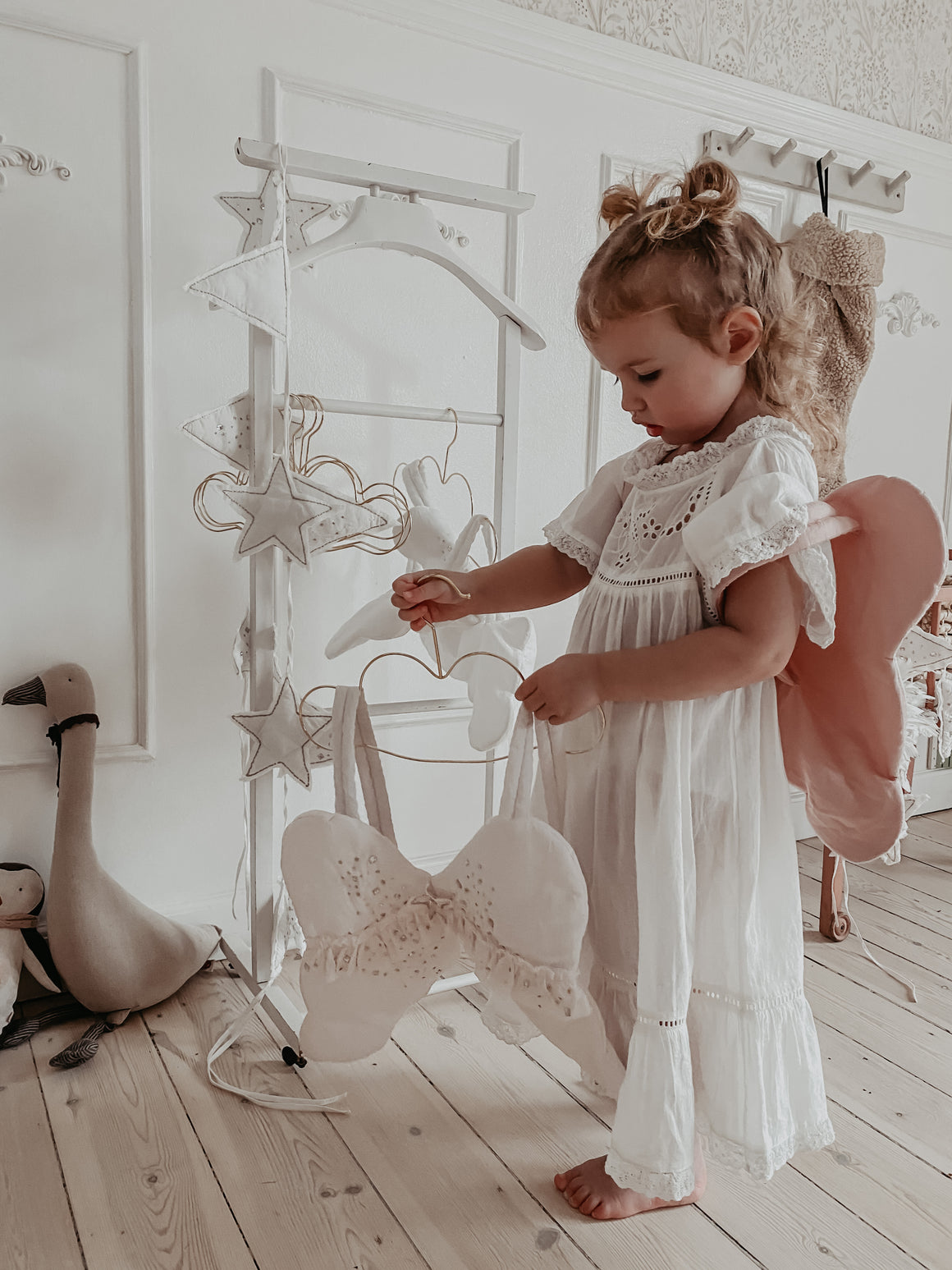 embroidered butterfly white organic cotton nightie dress