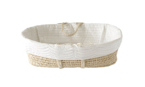 Quilted Moses basket lining in chalk from Bonne Mere 