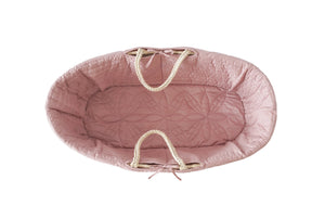 Quilted Moses basket lining in rose pink from Bonne Mere 