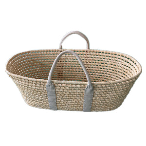 Quilted Moses basket lining in elephant grey from Bonne Mere 