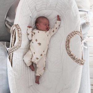 White quilted moses basket liner for baby bassinet