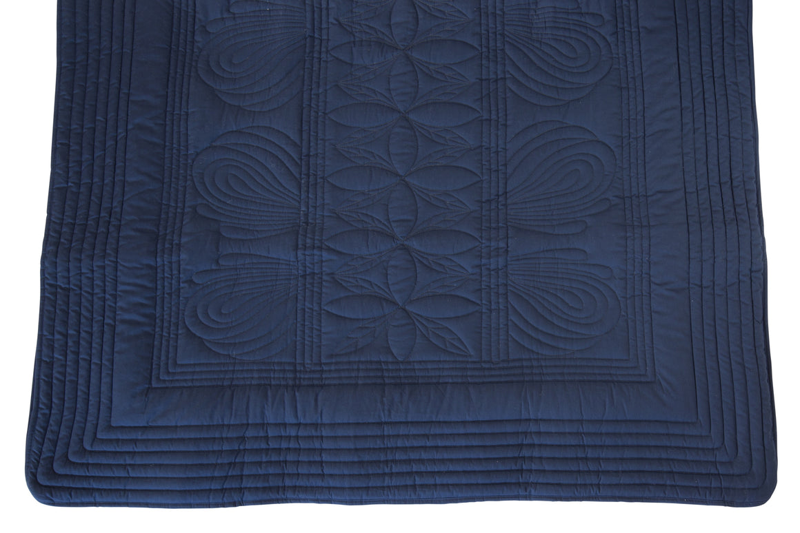 Bonne Mere Single bed quilt and pillow set Navy