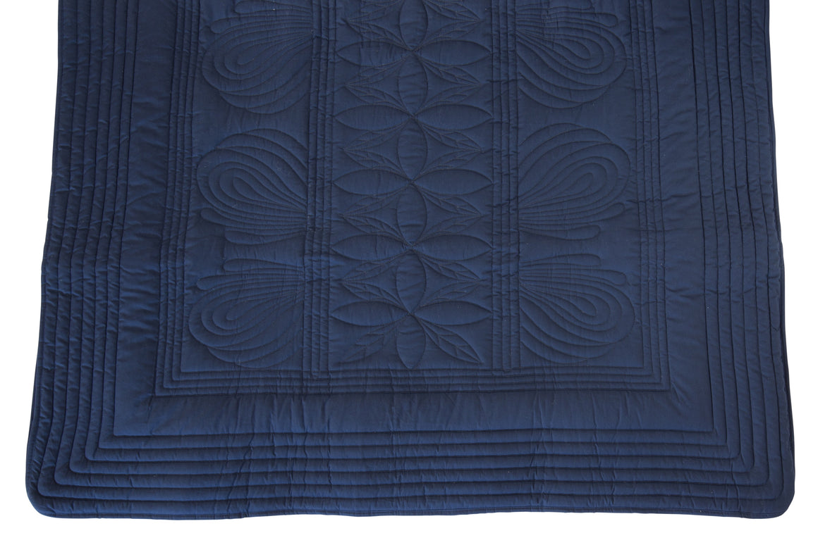 Bonne Mere Single bed quilt and pillow set Navy