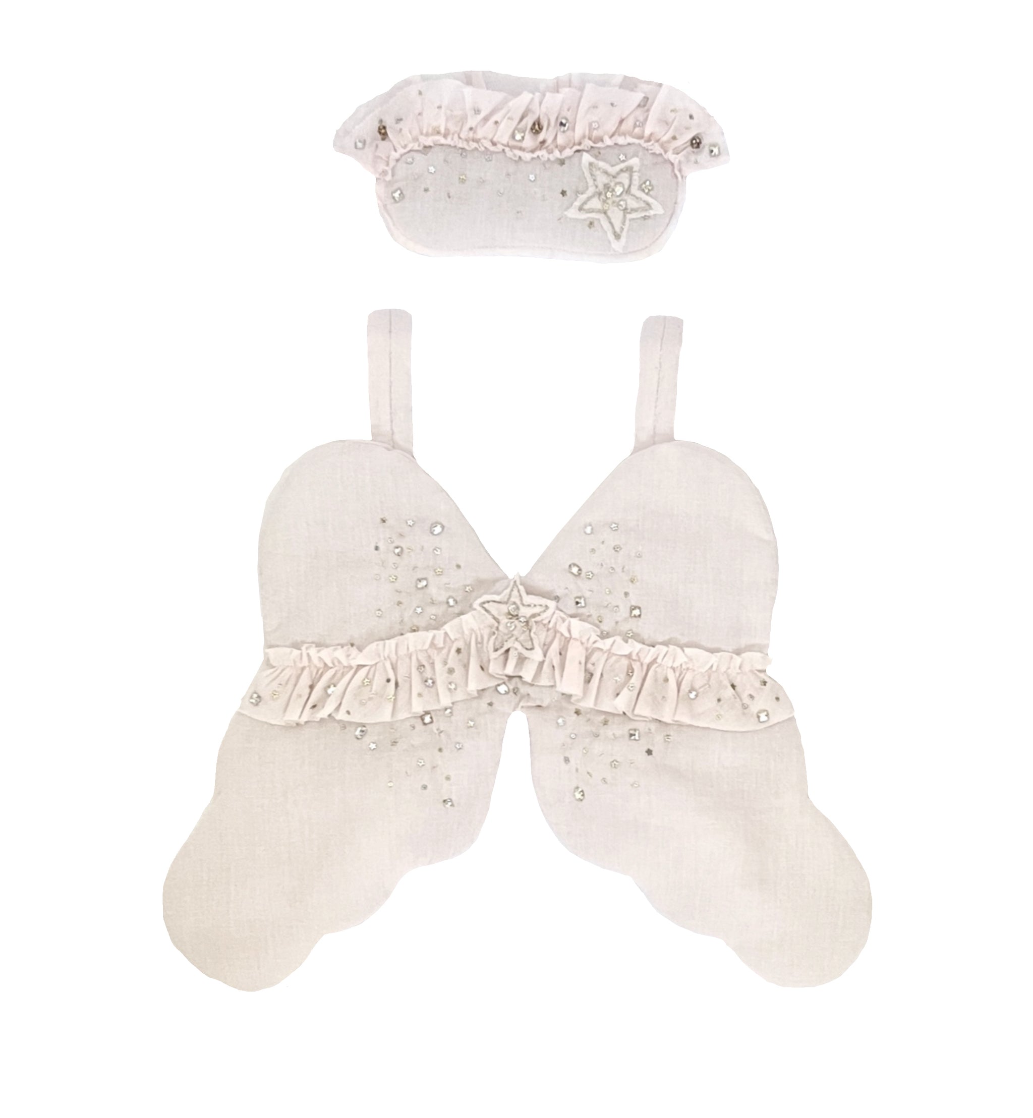 Little girls jewelled powder pink fairy angel wings 