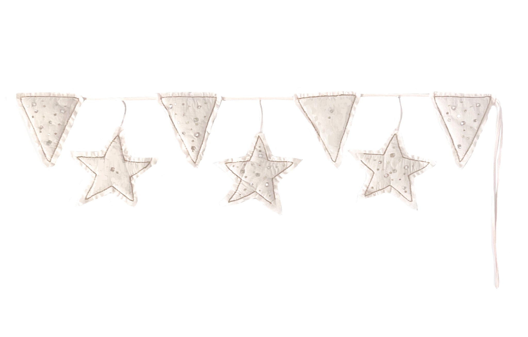 Powder pink jewelled and quilted bunting decor for little girls room