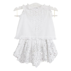 sequin hearts white sparkle skirt for girls