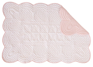 Bonne Mere cot playmat quilt and pillow set in shell pink fern print