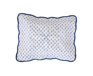 Bonne Mere cot playmat quilt and pillow set in santorini blue fern print
