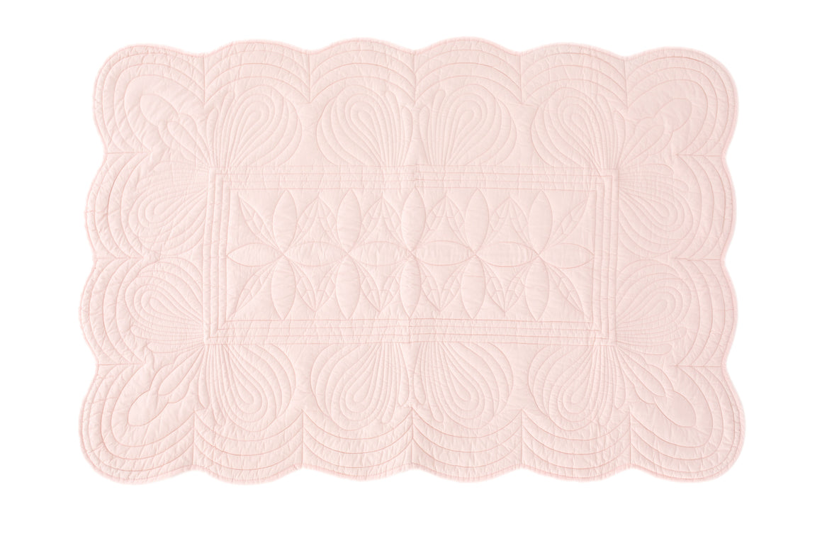 Bonne Mere baby cot quilt and cushion set shell pink