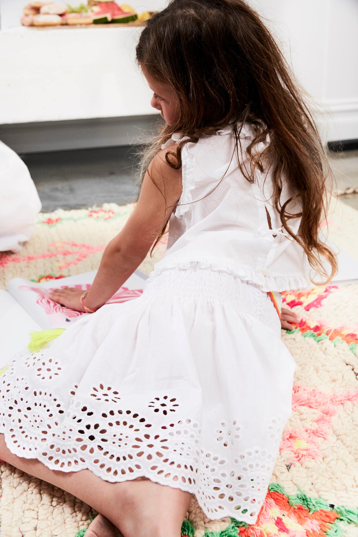 bonne mere embroidered white cotton skirt and top
