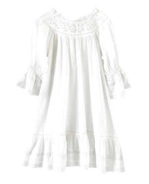 Eyelet embroidered white organic cotton nightie dress