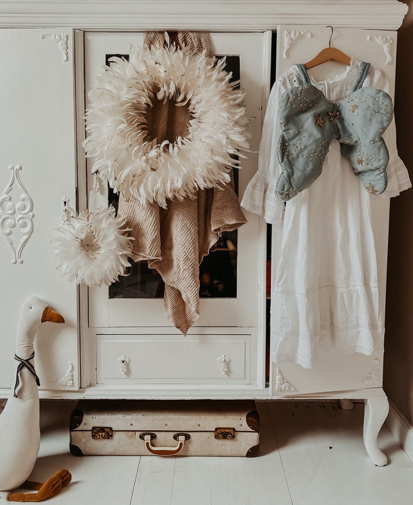 sparkle glitter star fairy wings and eyemask set in duckegg colour