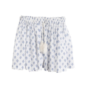 bonne mere moroccan cotton print skirt santorini blue