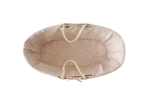 Quilted Moses basket lining in shell pink from Bonne Mere 