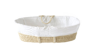 Quilted Moses basket lining in white from Bonne Mere 