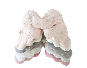Bonne mere Glitter stars quilted glitter eyemask and fairy angel wing set  elephant grey
