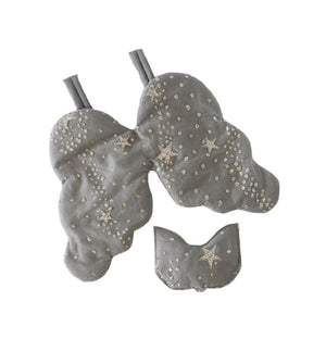 Bonne mere Glitter stars quilted glitter eyemask and fairy angel wing set  elephant grey