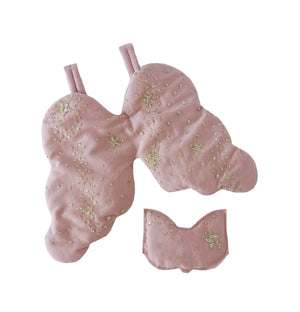 Bonne mere sparkle tulle rose angel wings and eyemask set