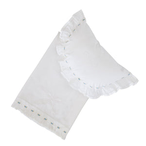 azure rosebud embroidered bassinet sheet set