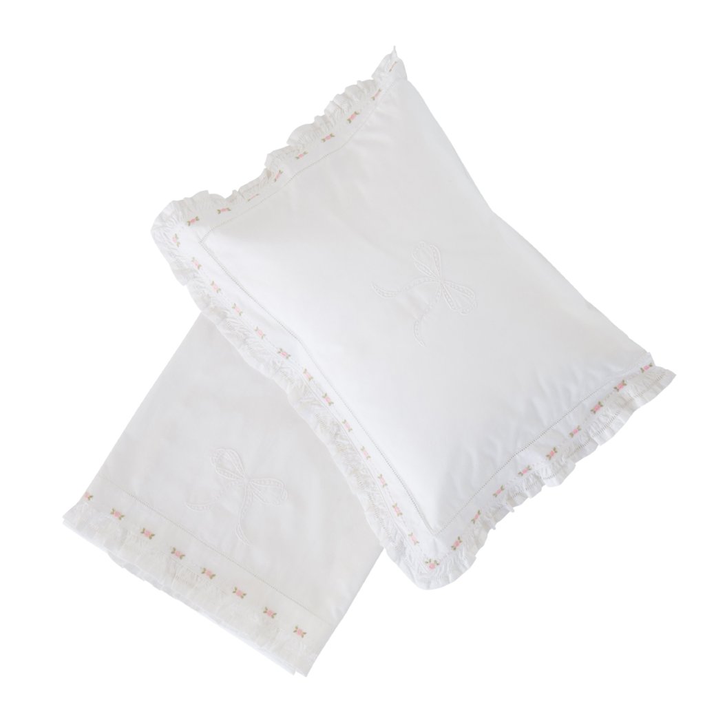 bonne mere rosebud embroidered bassinet sheet set