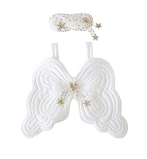Bonne mere quilted heirloom angel wings and eyemask set in white